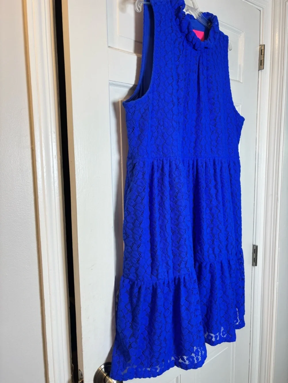 Lily Pulitzer Women’s 2X Cobalt Blue Lace Tiered Dress Excellent Condition - Picture 2 of 8